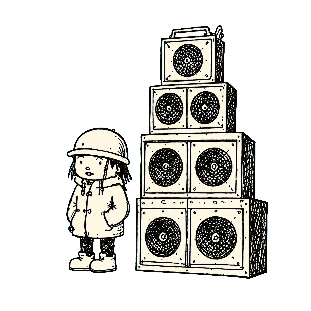 Speaker stack and label character
